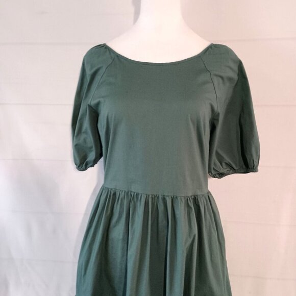 Peter Som x RTR Green Puff Sleeve Dress Size 6 Designer MSRP $335 Excellent - Picture 3 of 8